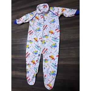 Vintage Airplane Footed Pajamas Up In The Air Print One Piece Romper 9-12 Mo‎